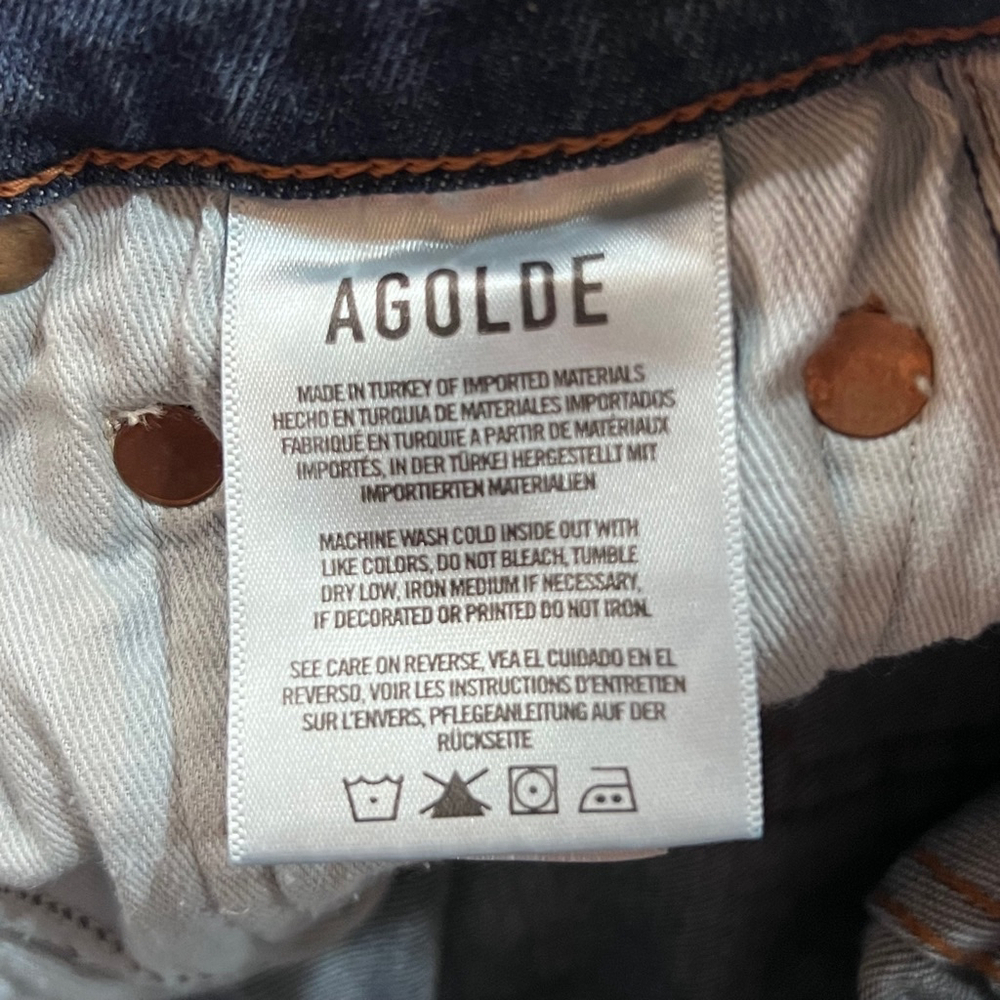 AGOLDE Jeans Distressed Blue Trendy Skinny Denim Cotton Turkey 90’s Slim Vintage - Picture 15 of 16